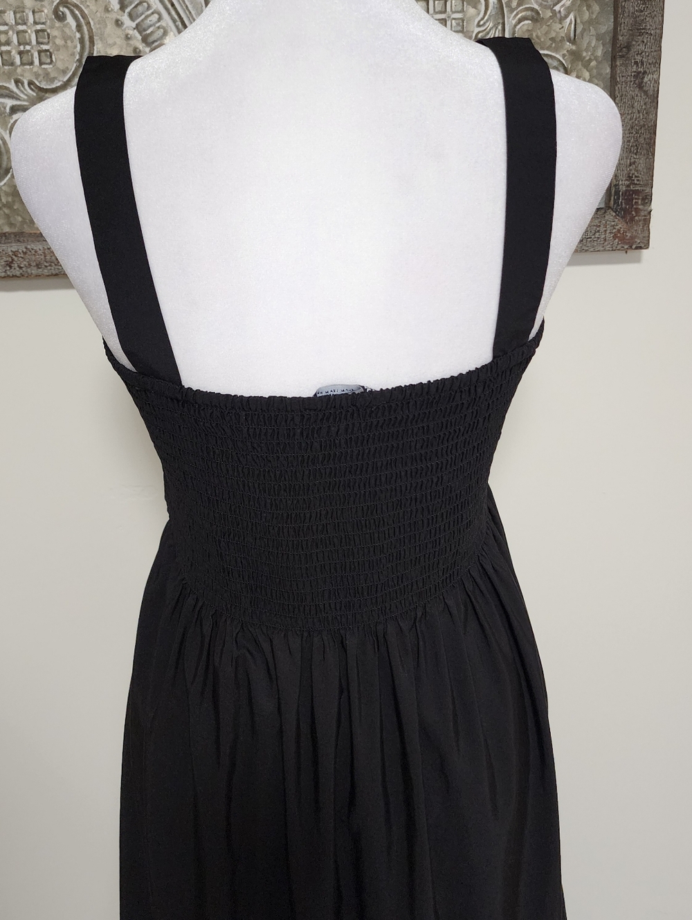 Zara Women's Black Smocked Bodice Sleeveless Tiered Maxi Dress Med Summer Casual - Picture 10 of 11
